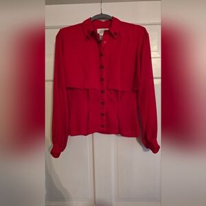 Joseph Vibrant Red Button-Down Shirt With Black Accents